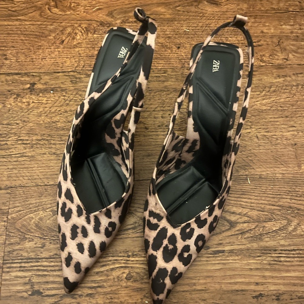 Zara Animal Print Slingback Heels